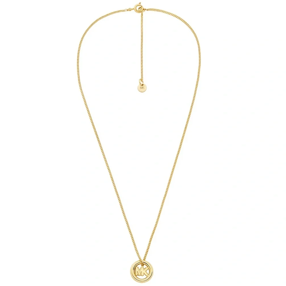 Michael KORS Gold Tone Logo Charm Pendant Necklace - Picture 2 of 9